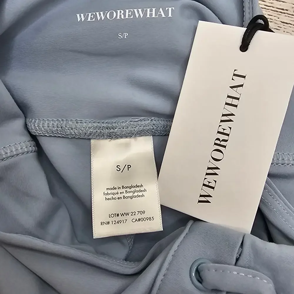 Revolve WeWoreWhat Womans size S Lace-Up Biker Shorts Light Blue 6
